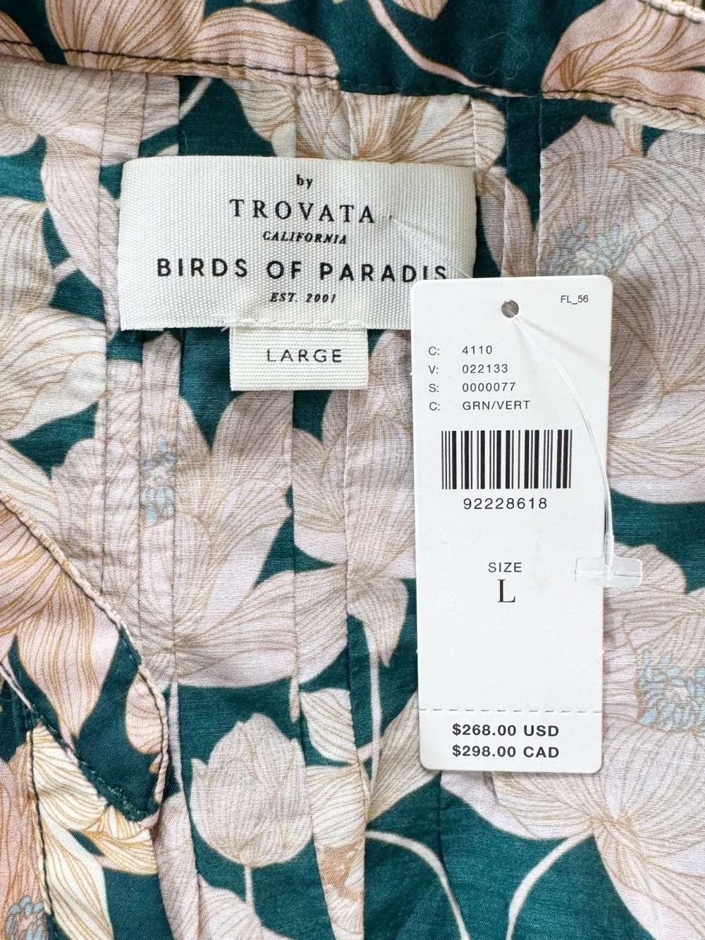 Trovata Birds of Paradis Dakota in Jasper Twilight Multi Silk Blend Blouse NWT - Picture 6 of 10